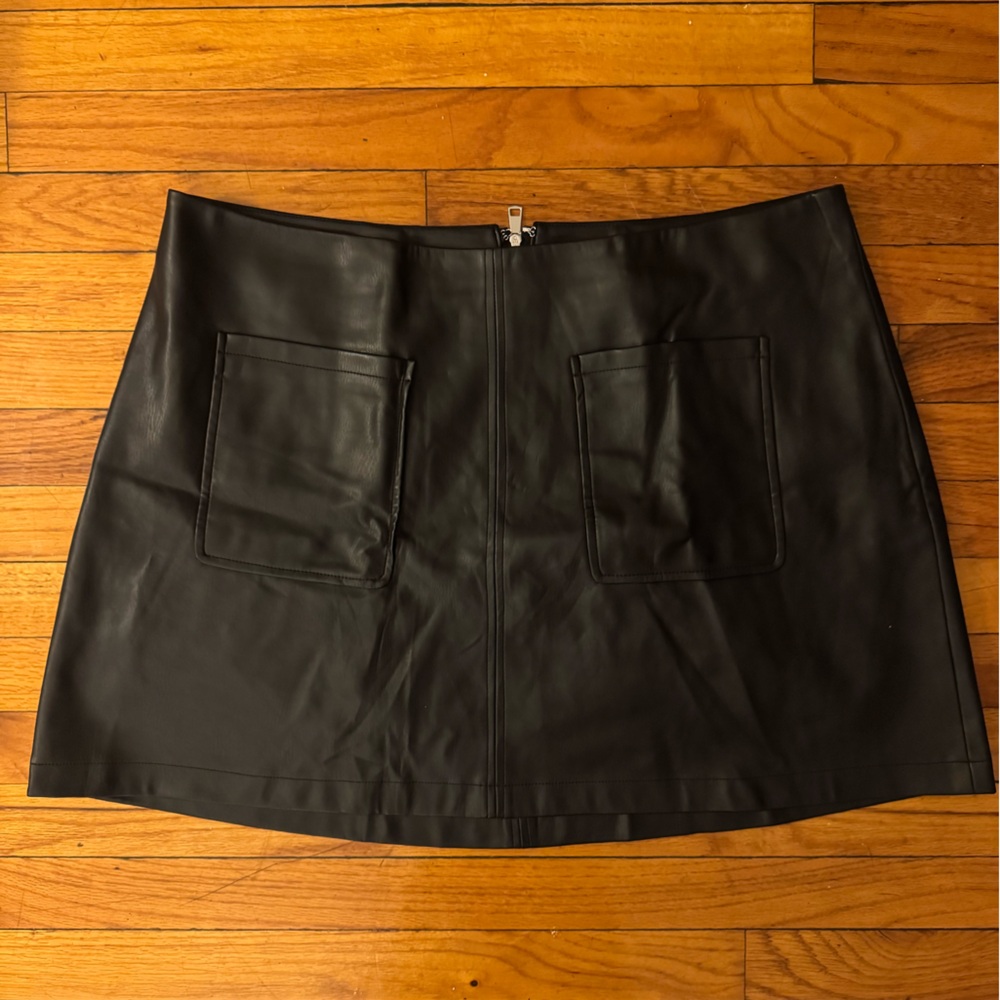 Maeve Black Leather Skirt